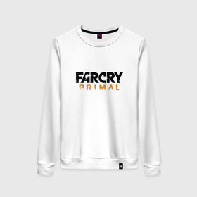 Женский свитшот хлопок с принтом Far cry primal logo , 100% хлопок | прямой крой, круглый вырез, на манжетах и по низу широкая трикотажная резинка  | 