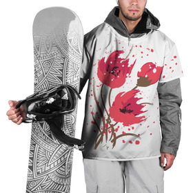 Накидка на куртку 3D с принтом Маки , 100% полиэстер |  | art | drawing | flowers | poppies | poppy | red | wild | wind | арт | ветер | красные | мак | маки | полевые | рисунок | цветы