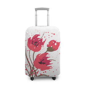 Чехол для чемодана 3D с принтом Маки , 86% полиэфир, 14% спандекс | двустороннее нанесение принта, прорези для ручек и колес | art | drawing | flowers | poppies | poppy | red | wild | wind | арт | ветер | красные | мак | маки | полевые | рисунок | цветы