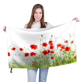 Флаг 3D с принтом Маки , 100% полиэстер | плотность ткани — 95 г/м2, размер — 67 х 109 см. Принт наносится с одной стороны | field | flowers | meadow | nature | poppies | poppy | red | summer | wild | красные | лето | луг | мак | маки | поле | полевые | природа | цветы