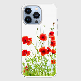 Чехол для iPhone 13 Pro с принтом Маки ,  |  | Тематика изображения на принте: field | flowers | meadow | nature | poppies | poppy | red | summer | wild | красные | лето | луг | мак | маки | поле | полевые | природа | цветы