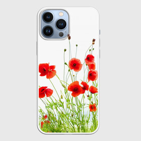 Чехол для iPhone 13 Pro Max с принтом Маки ,  |  | Тематика изображения на принте: field | flowers | meadow | nature | poppies | poppy | red | summer | wild | красные | лето | луг | мак | маки | поле | полевые | природа | цветы