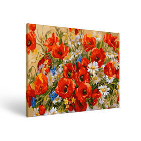 Холст прямоугольный с принтом Маки , 100% ПВХ |  | art | daisy | drawing | field | flowers | poppies | poppy | red | white | арт | белые | красные | мак | маки | полевые | рисунок | ромашки | цветы