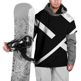 Накидка на куртку 3D с принтом Black and White , 100% полиэстер |  | белый | геометрия | полосы | черный