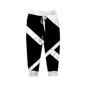 Детские брюки 3D с принтом Black and White , 100% полиэстер | манжеты по низу, эластичный пояс регулируется шнурком, по бокам два кармана без застежек, внутренняя часть кармана из мелкой сетки | белый | геометрия | полосы | черный
