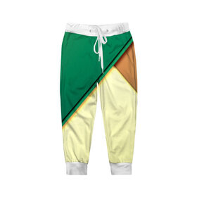 Детские брюки 3D с принтом Material color , 100% полиэстер | манжеты по низу, эластичный пояс регулируется шнурком, по бокам два кармана без застежек, внутренняя часть кармана из мелкой сетки | желтый | зеленый | полосы