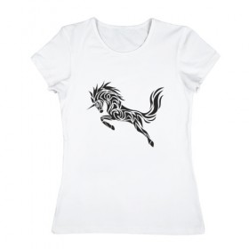 Женская футболка хлопок с принтом Black unicorn , 100% хлопок | прямой крой, круглый вырез горловины, длина до линии бедер, слегка спущенное плечо | 
