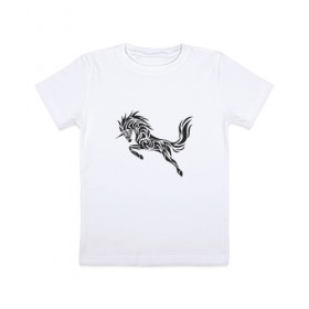 Детская футболка хлопок с принтом Black unicorn , 100% хлопок | круглый вырез горловины, полуприлегающий силуэт, длина до линии бедер | Тематика изображения на принте: 