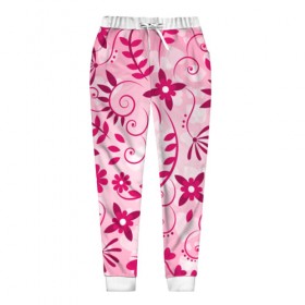 Женские брюки 3D с принтом Розовые цветы , полиэстер 100% | прямой крой, два кармана без застежек по бокам, с мягкой трикотажной резинкой на поясе и по низу штанин. В поясе для дополнительного комфорта — широкие завязки | арт | розовый | цветы
