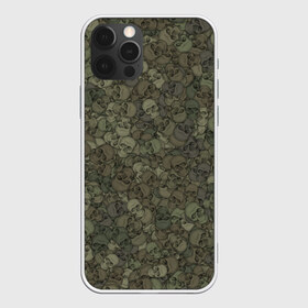 Чехол для iPhone 12 Pro Max с принтом Камуфляж с черепами 2 , Силикон |  | Тематика изображения на принте: зеленый | паттерн | темно зеленый | темный