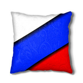 Подушка 3D с принтом Российский флаг , наволочка – 100% полиэстер, наполнитель – холлофайбер (легкий наполнитель, не вызывает аллергию). | состоит из подушки и наволочки. Наволочка на молнии, легко снимается для стирки | косой | наклонный | триколор