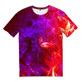Мужская футболка 3D с принтом Огненная стихия , 100% полиэфир | прямой крой, круглый вырез горловины, длина до линии бедер | Тематика изображения на принте: дым | пламя | цветок | яркий