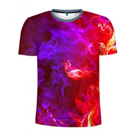 Мужская футболка 3D спортивная с принтом Огненная стихия , 100% полиэстер с улучшенными характеристиками | приталенный силуэт, круглая горловина, широкие плечи, сужается к линии бедра | дым | пламя | цветок | яркий