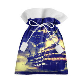 Подарочный 3D мешок с принтом Корабль , 100% полиэстер | Размер: 29*39 см | Тематика изображения на принте: дождь | парусник | судно | фрегат