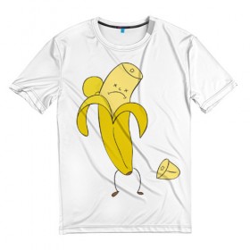 Мужская футболка 3D с принтом Банан , 100% полиэфир | прямой крой, круглый вырез горловины, длина до линии бедер | грустный | фрукты