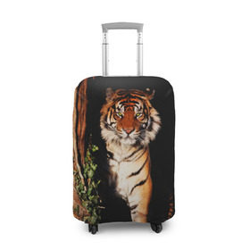 Чехол для чемодана 3D с принтом Тигр , 86% полиэфир, 14% спандекс | двустороннее нанесение принта, прорези для ручек и колес | дикая кошка | лес | природа | тигр | хищник