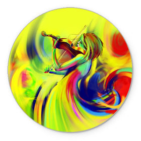 Коврик круглый с принтом Срипачка , резина и полиэстер | круглая форма, изображение наносится на всю лицевую часть | art | music | искусство | мелодия | музыка | скрипка