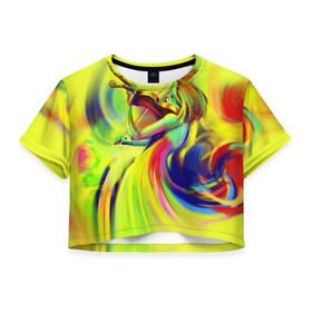 Женская футболка 3D укороченная с принтом Срипачка , 100% полиэстер | круглая горловина, длина футболки до линии талии, рукава с отворотами | art | music | искусство | мелодия | музыка | скрипка