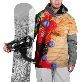 Накидка на куртку 3D с принтом Ягодки , 100% полиэстер |  | Тематика изображения на принте: красная | малина | новая | ягода | ягодная