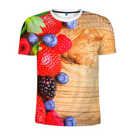 Мужская футболка 3D спортивная с принтом Ягодки , 100% полиэстер с улучшенными характеристиками | приталенный силуэт, круглая горловина, широкие плечи, сужается к линии бедра | Тематика изображения на принте: красная | малина | новая | ягода | ягодная