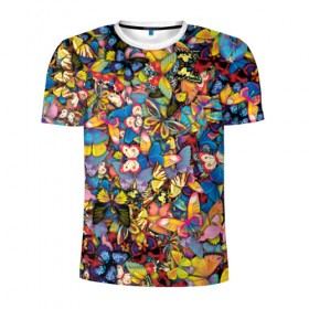 Мужская футболка 3D спортивная с принтом Бабочки , 100% полиэстер с улучшенными характеристиками | приталенный силуэт, круглая горловина, широкие плечи, сужается к линии бедра | лето | насекомые | цветы