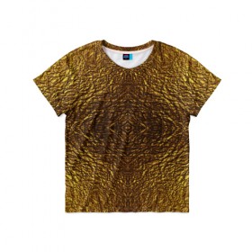 Детская футболка 3D с принтом Gold Texture , 100% гипоаллергенный полиэфир | прямой крой, круглый вырез горловины, длина до линии бедер, чуть спущенное плечо, ткань немного тянется | 