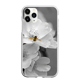 Чехол для iPhone 11 Pro Max матовый с принтом Пчела на цветах , Силикон |  | Тематика изображения на принте: лепестки | цветы
