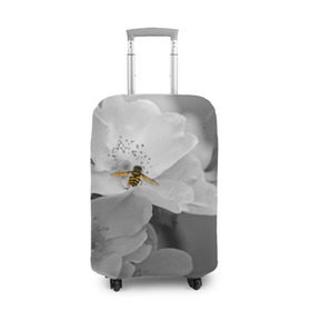 Чехол для чемодана 3D с принтом Пчела на цветах , 86% полиэфир, 14% спандекс | двустороннее нанесение принта, прорези для ручек и колес | лепестки | цветы