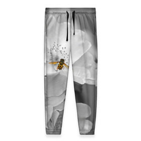 Женские брюки 3D с принтом Пчела на цветах , полиэстер 100% | прямой крой, два кармана без застежек по бокам, с мягкой трикотажной резинкой на поясе и по низу штанин. В поясе для дополнительного комфорта — широкие завязки | лепестки | цветы