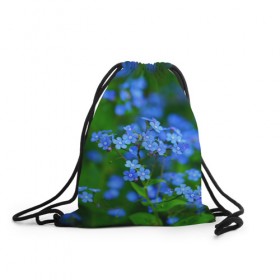 Рюкзак-мешок 3D с принтом Синие цветы , 100% полиэстер | плотность ткани — 200 г/м2, размер — 35 х 45 см; лямки — толстые шнурки, застежка на шнуровке, без карманов и подкладки | Тематика изображения на принте: лепестки | прикольные картинки | цветочки | цветы