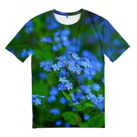 Мужская футболка 3D с принтом Синие цветы , 100% полиэфир | прямой крой, круглый вырез горловины, длина до линии бедер | лепестки | прикольные картинки | цветочки | цветы