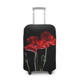 Чехол для чемодана 3D с принтом Маки , 86% полиэфир, 14% спандекс | двустороннее нанесение принта, прорези для ручек и колес | background | black | flowers | poppies | poppy | red | wild | красные | мак | маки | полевые | фон | цветы | черный