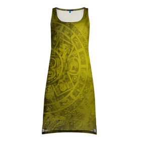 Платье-майка 3D с принтом Народ Майя , 100% полиэстер | полуприлегающий силуэт, широкие бретели, круглый вырез горловины, удлиненный подол сзади. | античный | ацтеки | гранж | живопись | культура | майя | орнамент | ретро | старинный | элемент