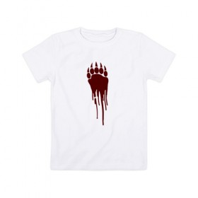 Детская футболка хлопок с принтом Bear blood trail , 100% хлопок | круглый вырез горловины, полуприлегающий силуэт, длина до линии бедер | Тематика изображения на принте: 