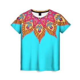 Женская футболка 3D с принтом Этно , 100% полиэфир ( синтетическое хлопкоподобное полотно) | прямой крой, круглый вырез горловины, длина до линии бедер | tribal | абстракция | геометрия | лето | узоры | этника | этно