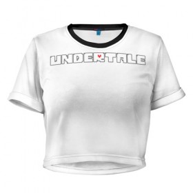 Женская футболка 3D укороченная с принтом Undertale , 100% полиэстер | круглая горловина, длина футболки до линии талии, рукава с отворотами | 
