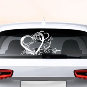 Наклейка на авто - для заднего стекла с принтом Кольца (Свадебная наклейка) , ПВХ | Точные размеры наклейки зависят от выбранного изображения (ширина не больше 75 мм, высота не больше 45 мм) | 