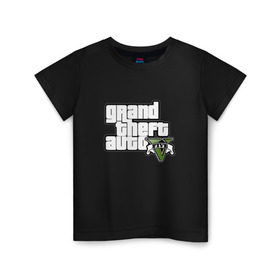 Детская футболка хлопок с принтом GTA 5 , 100% хлопок | круглый вырез горловины, полуприлегающий силуэт, длина до линии бедер | 