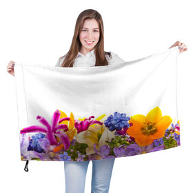 Флаг 3D с принтом Среди цветов , 100% полиэстер | плотность ткани — 95 г/м2, размер — 67 х 109 см. Принт наносится с одной стороны | аромат | букет | вазон | великолепие | краски | красота | куст | луг | полевые цветы | полянка | природа | растения | украшение | фауна | цветник | цветы