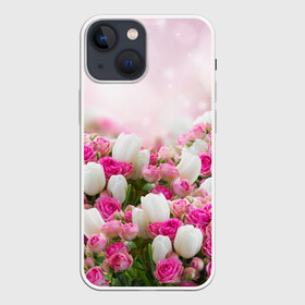 Чехол для iPhone 13 mini с принтом Нежные розы ,  |  | Тематика изображения на принте: аромат | букет | вазон | великолепие | краски | красота | куст | нежность | природа | растения | розы | украшение | фауна | цветник | цветы