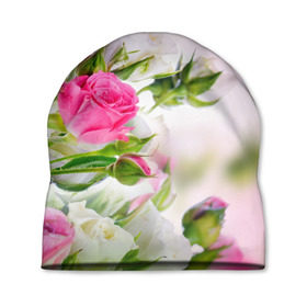 Шапка 3D с принтом Алые розы , 100% полиэстер | универсальный размер, печать по всей поверхности изделия | аромат | букет | вазон | великолепие | краски | красота | куст | нежность | природа | растения | розы | украшение | фауна | цветник | цветы