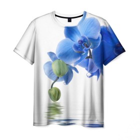Мужская футболка 3D с принтом Веточка орхидеи , 100% полиэфир | прямой крой, круглый вырез горловины, длина до линии бедер | Тематика изображения на принте: ветка | красота | нежность | орхидея | природа | растение | фауна | цветок | цветы