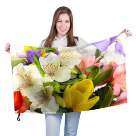 Флаг 3D с принтом Красивый букет , 100% полиэстер | плотность ткани — 95 г/м2, размер — 67 х 109 см. Принт наносится с одной стороны | аромат | астры | букет | вазон | великолепие | гвоздики | гиацинт | гортензия | калла | краски | красота | куст | лилия | орхидея | пион | подсолнух | полевые цветы | природа | растения | розы | ромашки