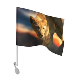 Флаг для автомобиля с принтом Львица , 100% полиэстер | Размер: 30*21 см | lion | голова животного | дикая кошка | кот | лев | цвет