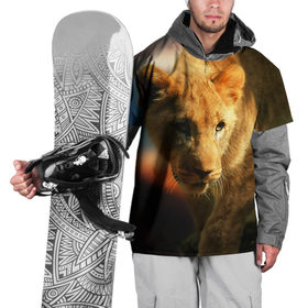 Накидка на куртку 3D с принтом Львица , 100% полиэстер |  | lion | голова животного | дикая кошка | кот | лев | цвет