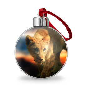 Ёлочный шар с принтом Львица , Пластик | Диаметр: 77 мм | Тематика изображения на принте: lion | голова животного | дикая кошка | кот | лев | цвет