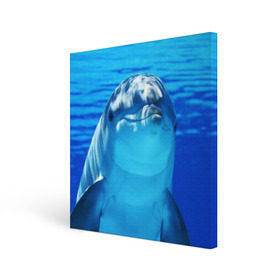 Холст квадратный с принтом Дельфин , 100% ПВХ |  | Тематика изображения на принте: вода | дельфин | море | отдых | отпуск | подводный мир | туризм