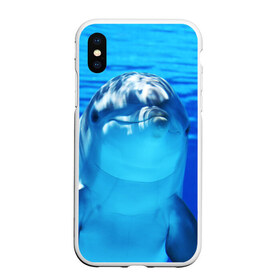Чехол для iPhone XS Max матовый с принтом Дельфин , Силикон | Область печати: задняя сторона чехла, без боковых панелей | Тематика изображения на принте: вода | дельфин | море | отдых | отпуск | подводный мир | туризм
