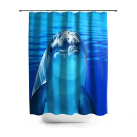 Штора 3D для ванной с принтом Дельфин , 100% полиэстер | плотность материала — 100 г/м2. Стандартный размер — 146 см х 180 см. По верхнему краю — пластиковые люверсы для креплений. В комплекте 10 пластиковых колец | вода | дельфин | море | отдых | отпуск | подводный мир | туризм