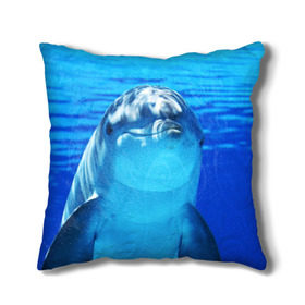 Подушка 3D с принтом Дельфин , наволочка – 100% полиэстер, наполнитель – холлофайбер (легкий наполнитель, не вызывает аллергию). | состоит из подушки и наволочки. Наволочка на молнии, легко снимается для стирки | вода | дельфин | море | отдых | отпуск | подводный мир | туризм